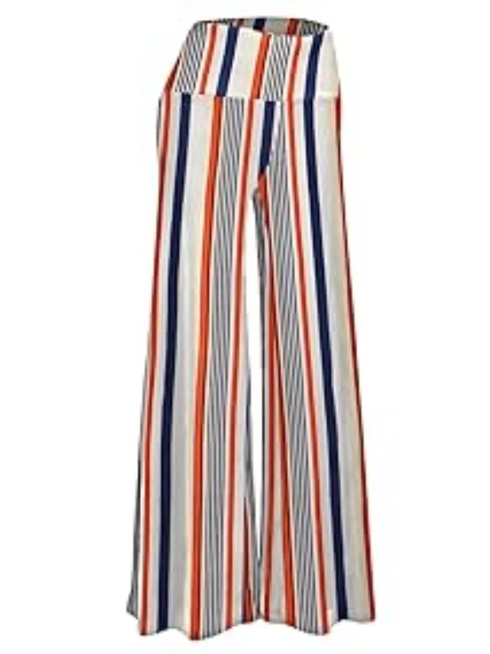 Arolina LNC Stretchy Wide Leg Lounge Palazzo Flat Front Pants 3X "Multi Stripe"